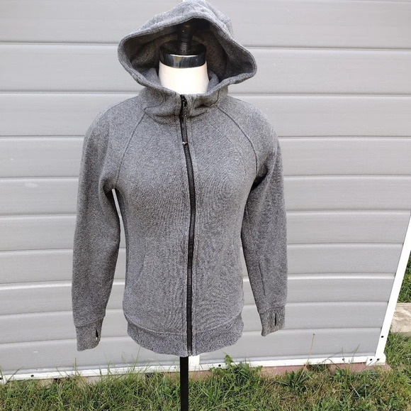 LULULEMON Scuba Oversized Zip Hoodie Heather Speckled Black Size 6 EUC - Picture 1 of 7